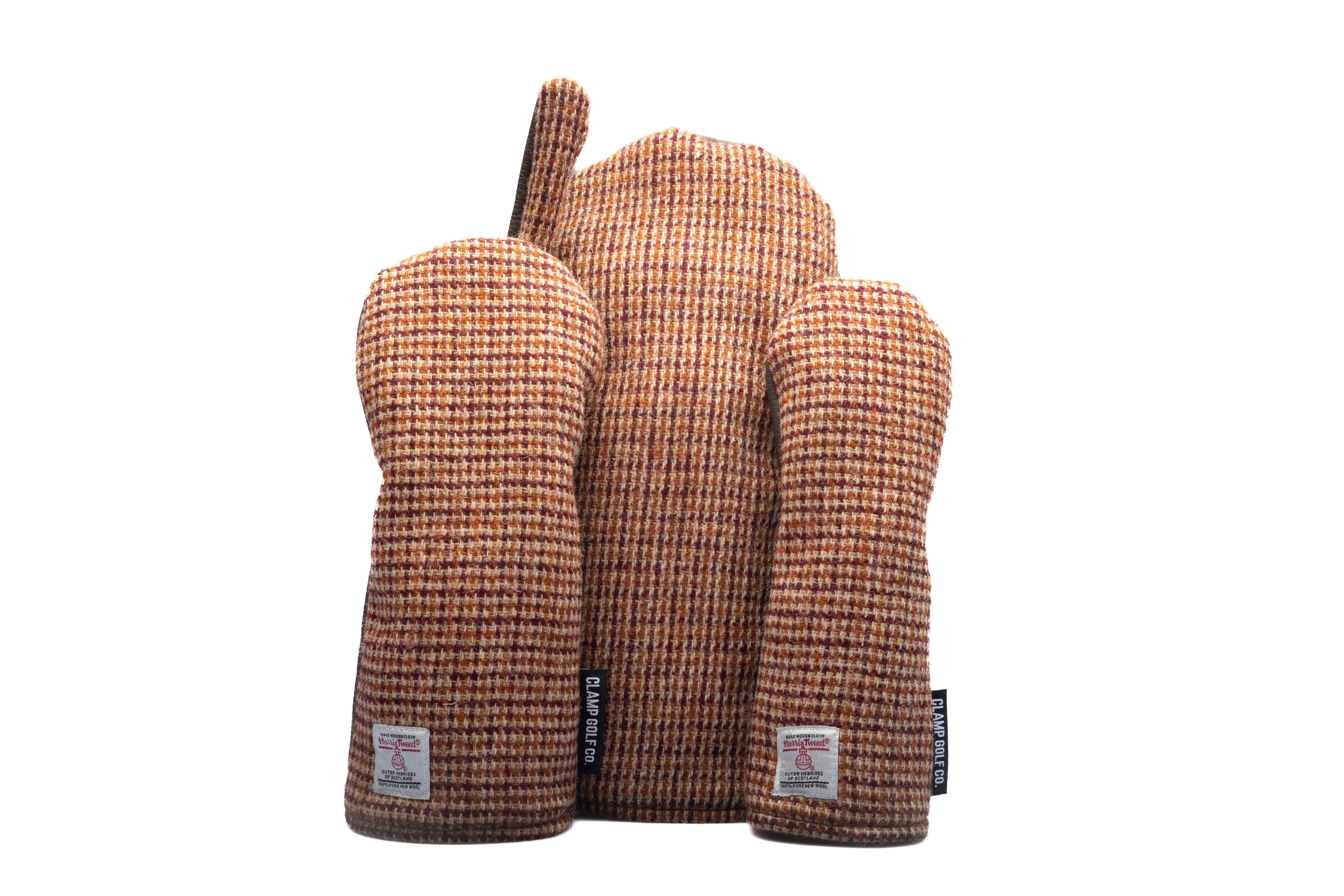 Fawn, Burgundy and Amber Twill Harris Tweed® Headcovers