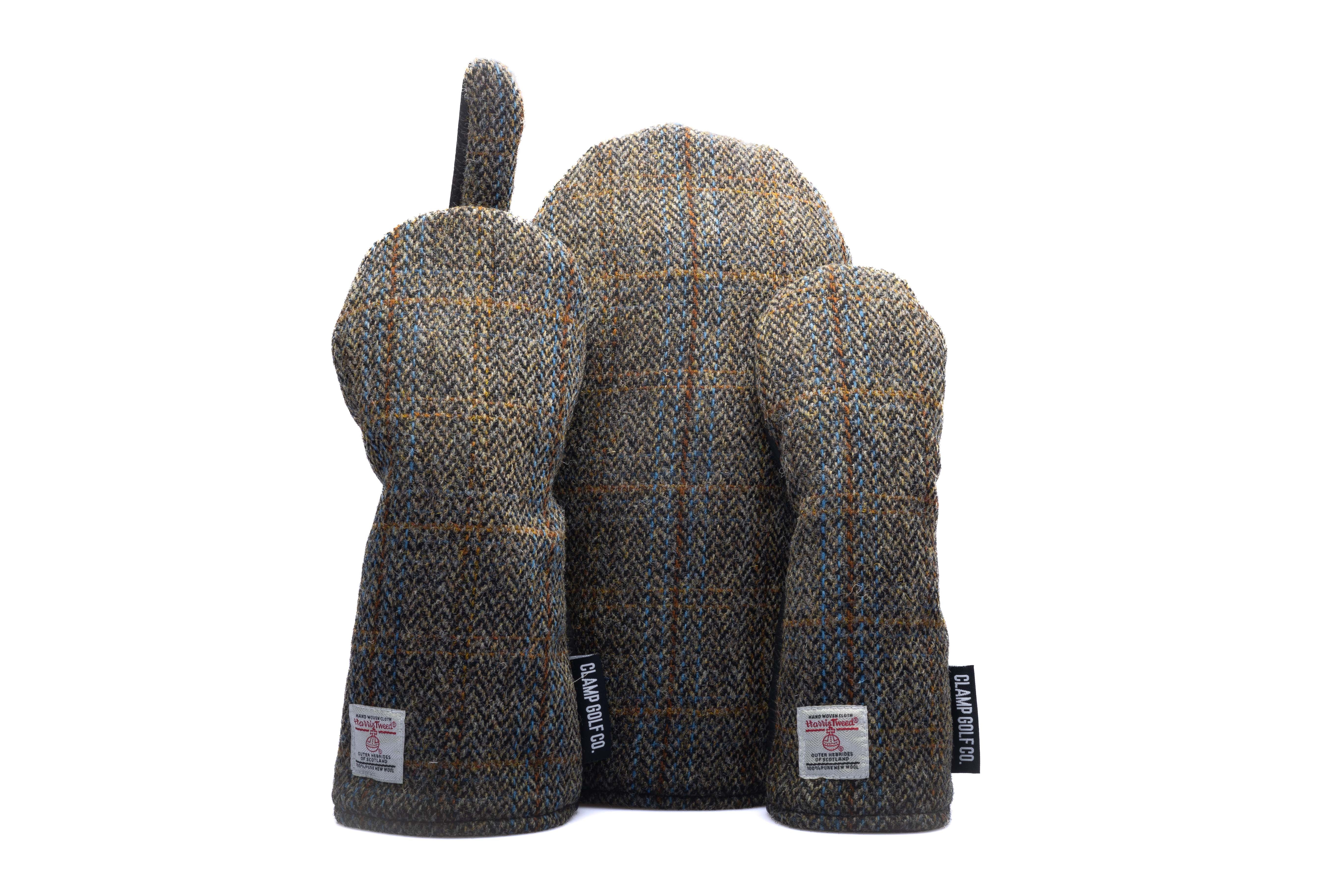 Green and Brown Herringbone with Overchecks Harris Tweed® Headcovers