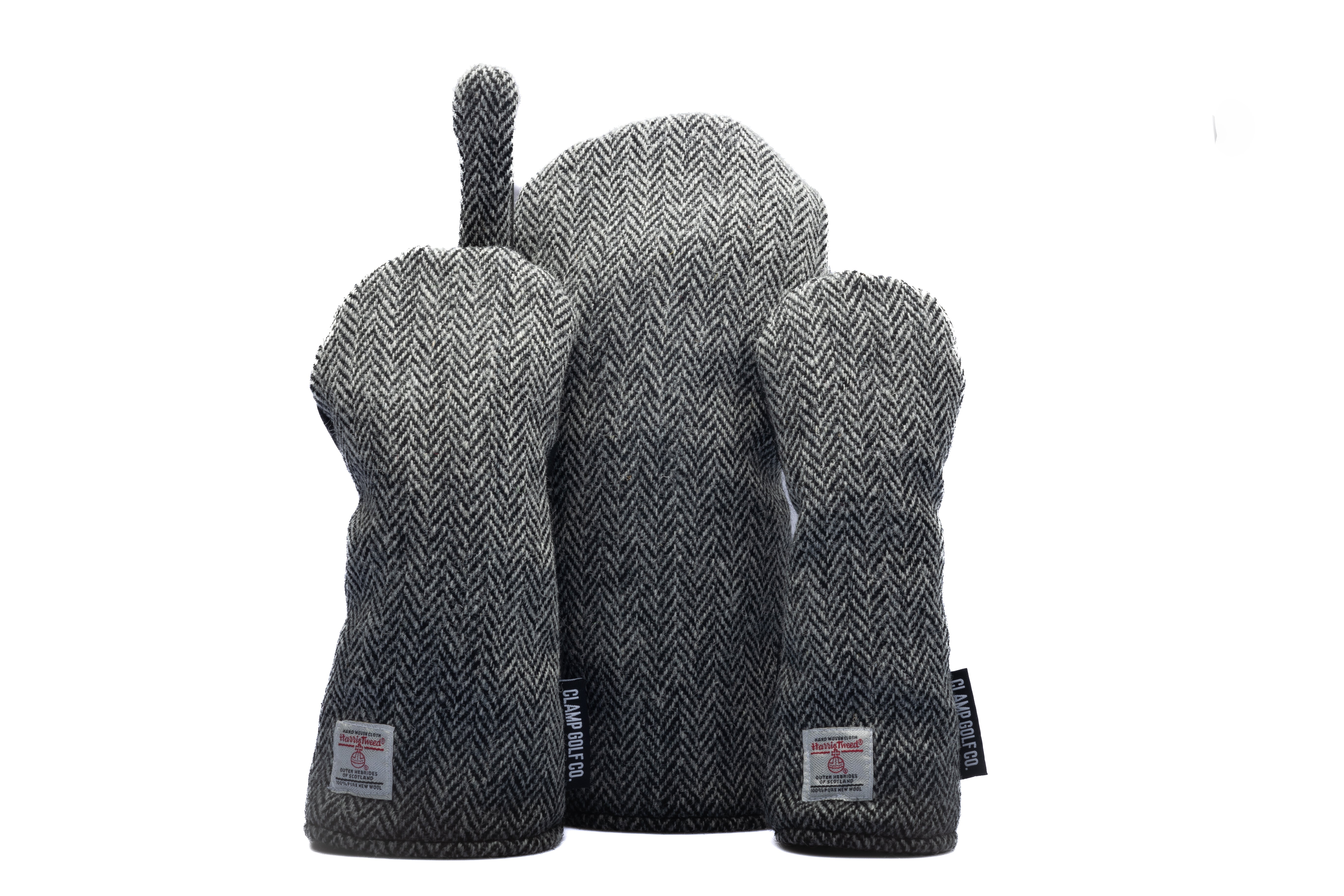 Black and Grey Herringbone Harris Tweed® Headcovers