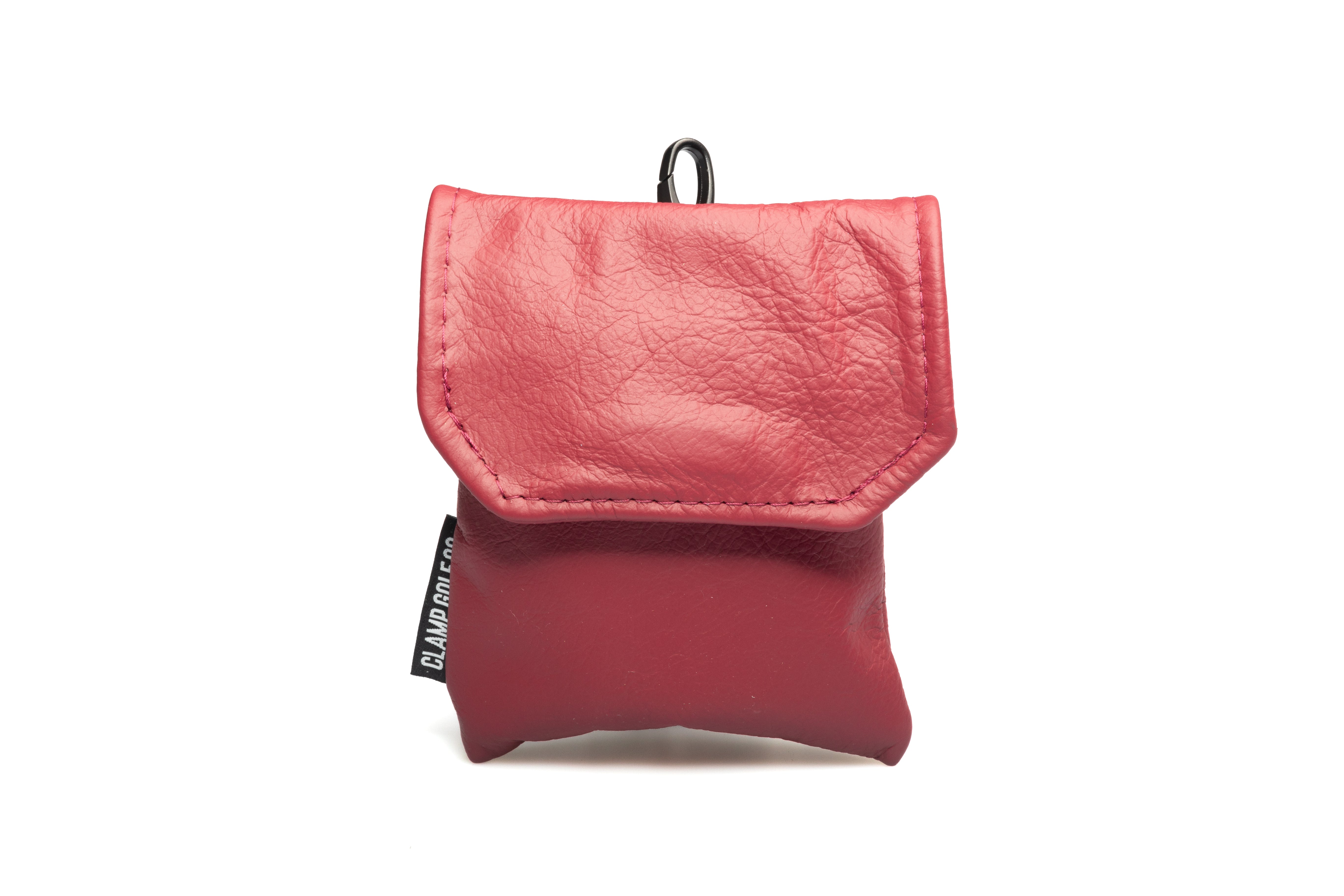 Red genuine leather range finder pouch