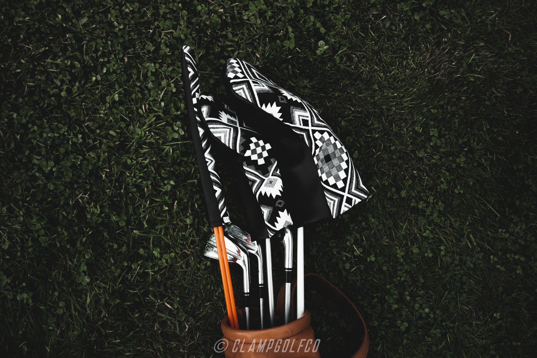 Black and white aztec headcovers