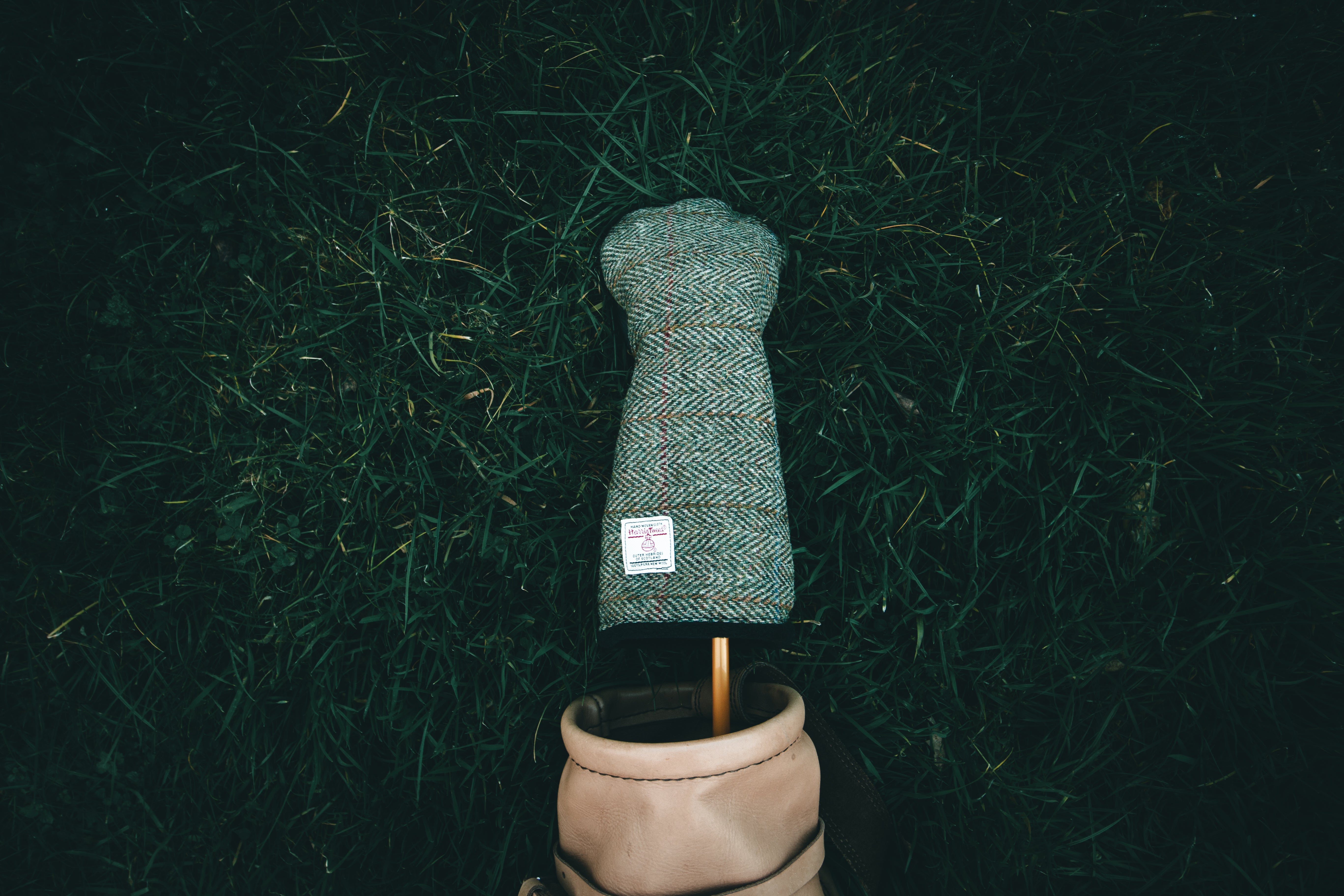 Green Herringbone Harris Tweed® Headcovers