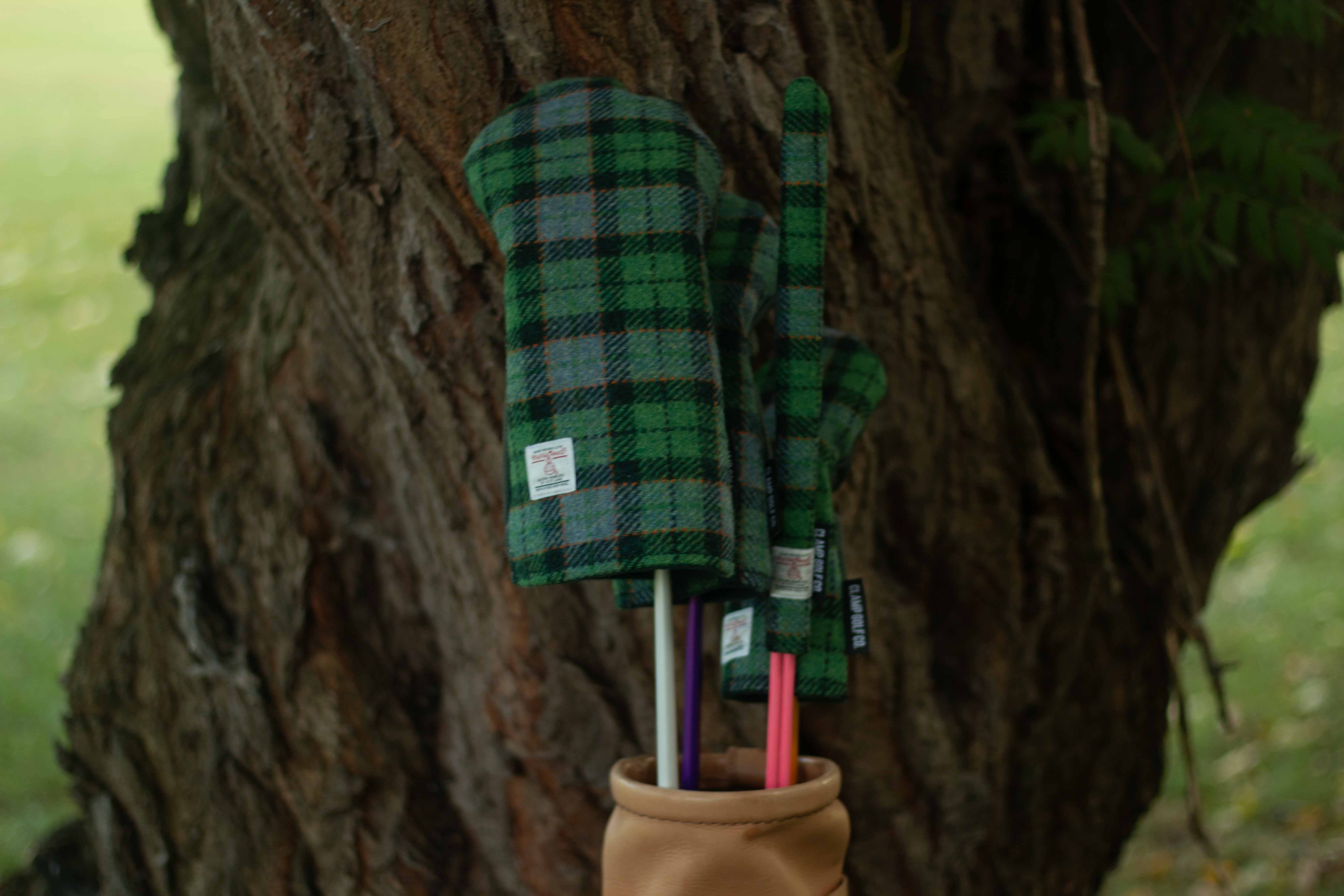 Green & Blue Tartan Check Harris Tweed® Headcovers