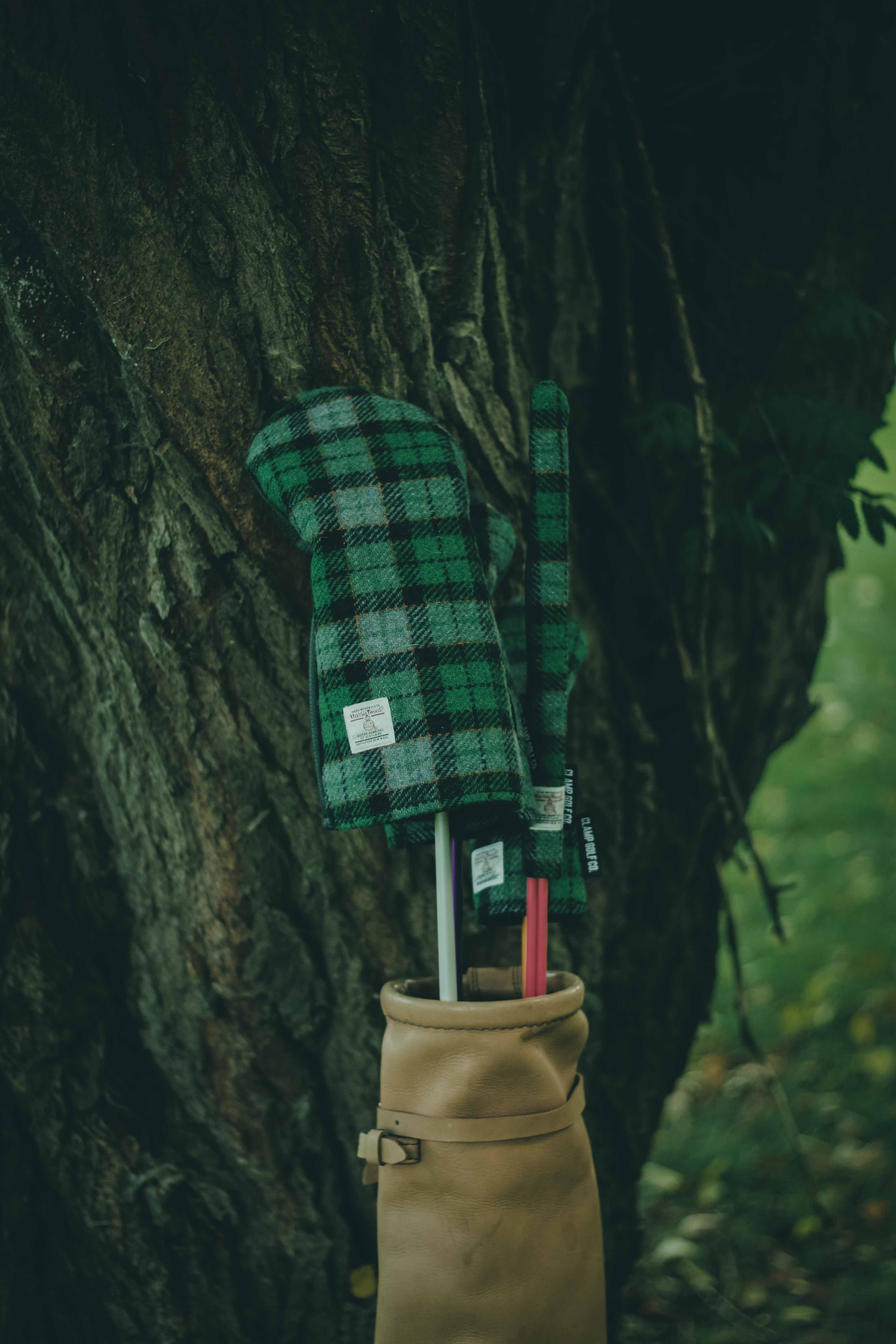 Green & Blue Tartan Check Harris Tweed® Headcovers