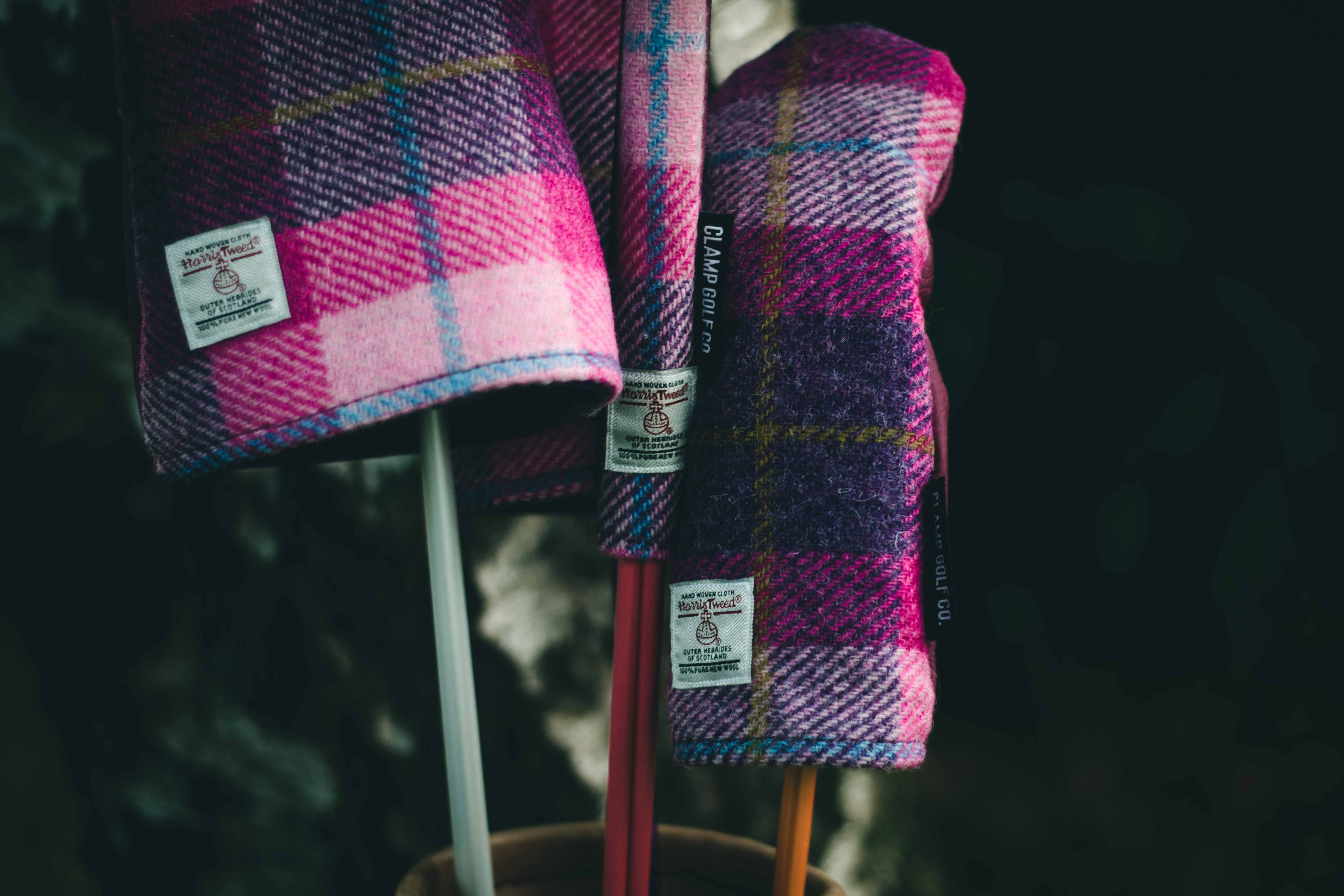 Pink & Dark Violet Harris Tweed® Headcovers