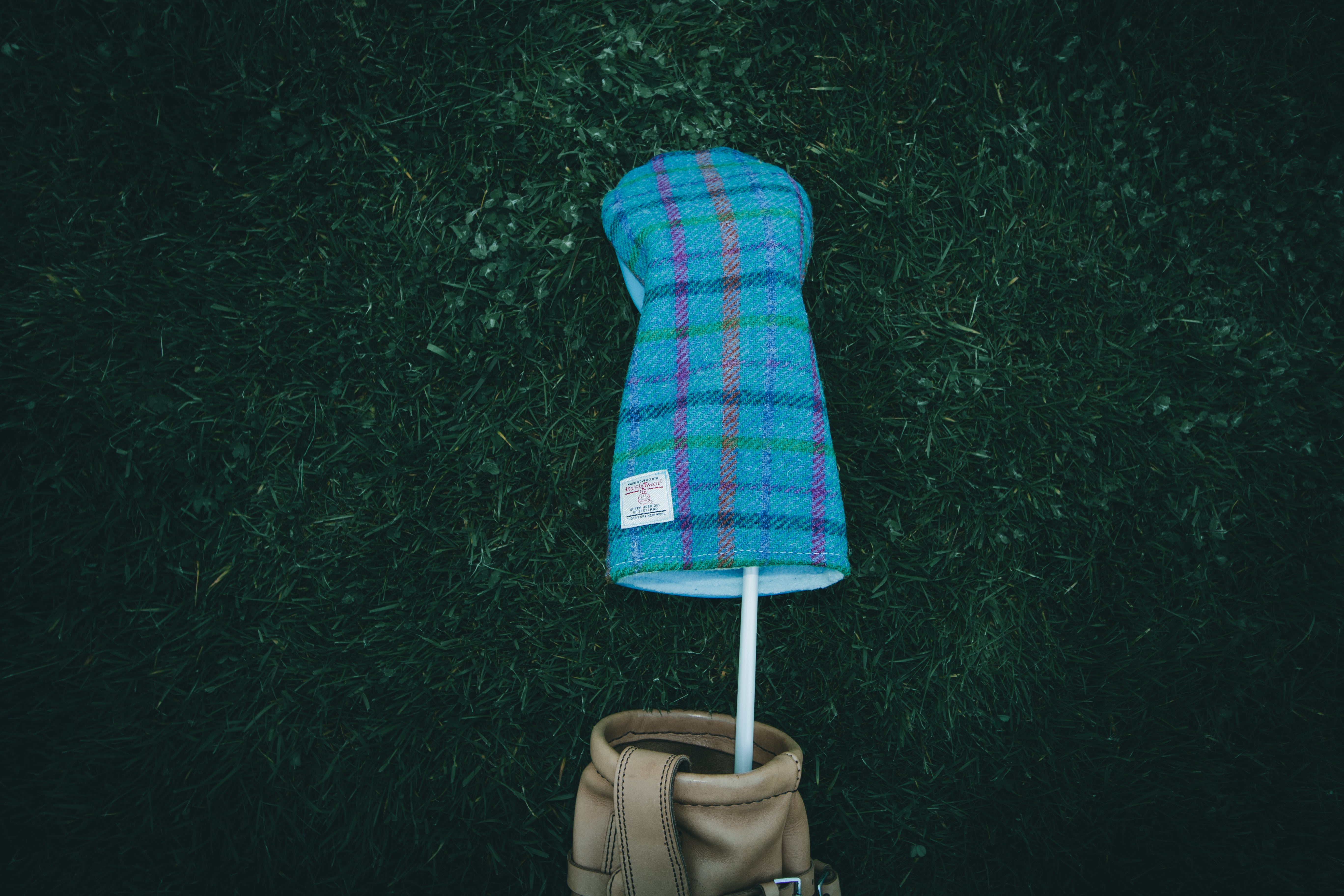 Turquoise Check With Orange & Cerise Overcheck Harris Tweed® Headcovers