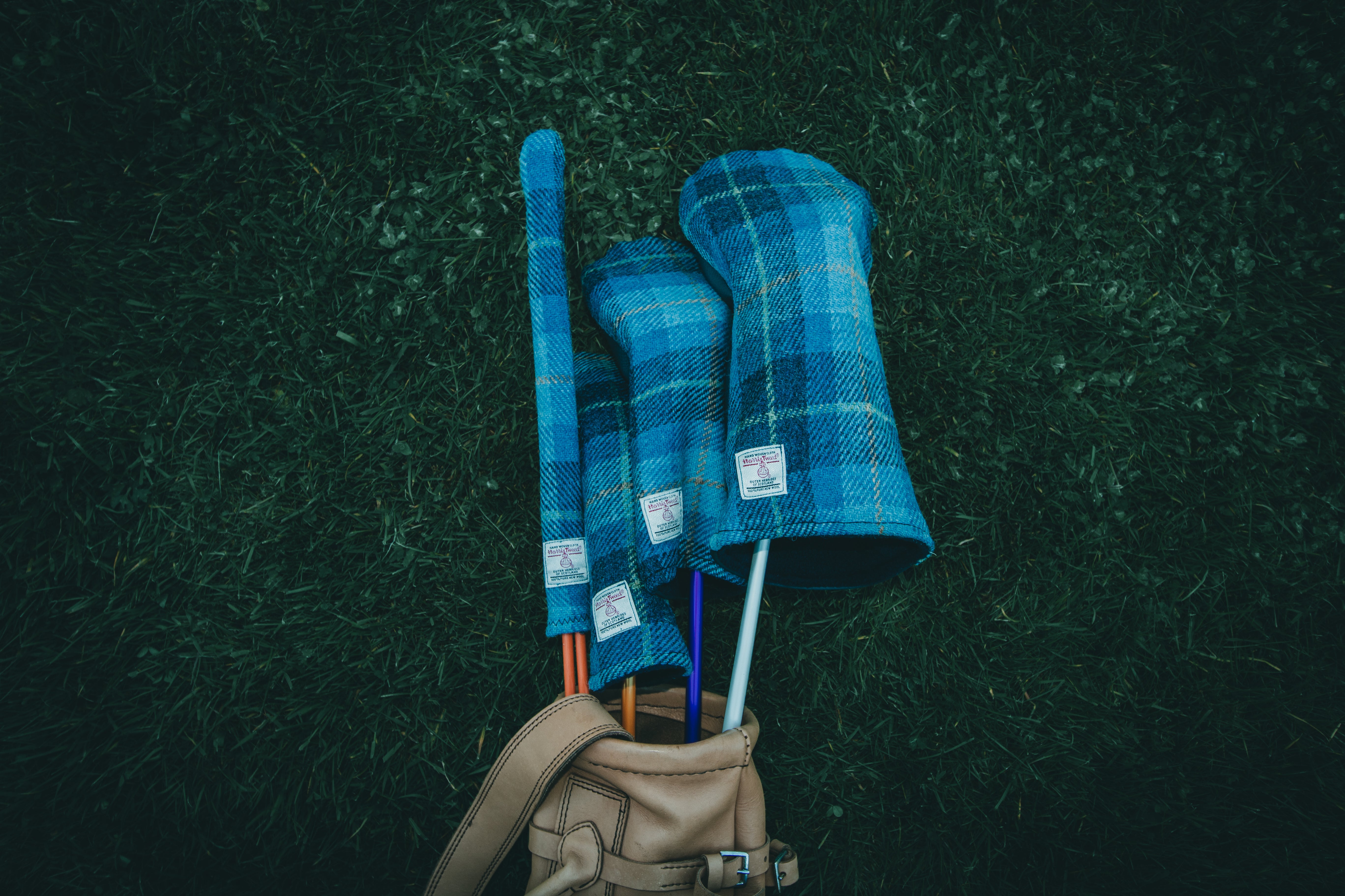 Blue Tartan Check Harris Tweed® Headcovers