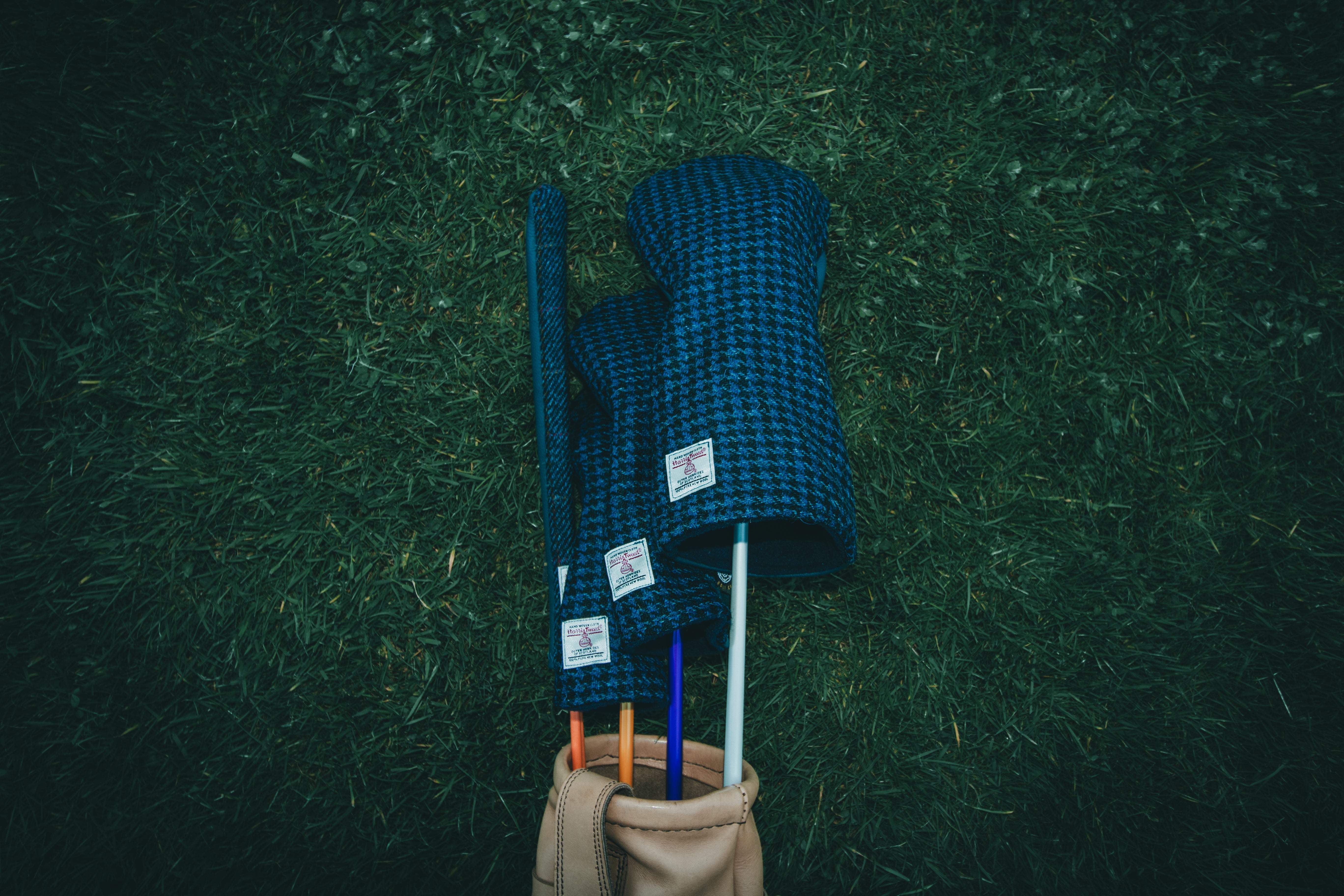 Navy Blue & Black Houndstooth Harris Tweed® Headcovers