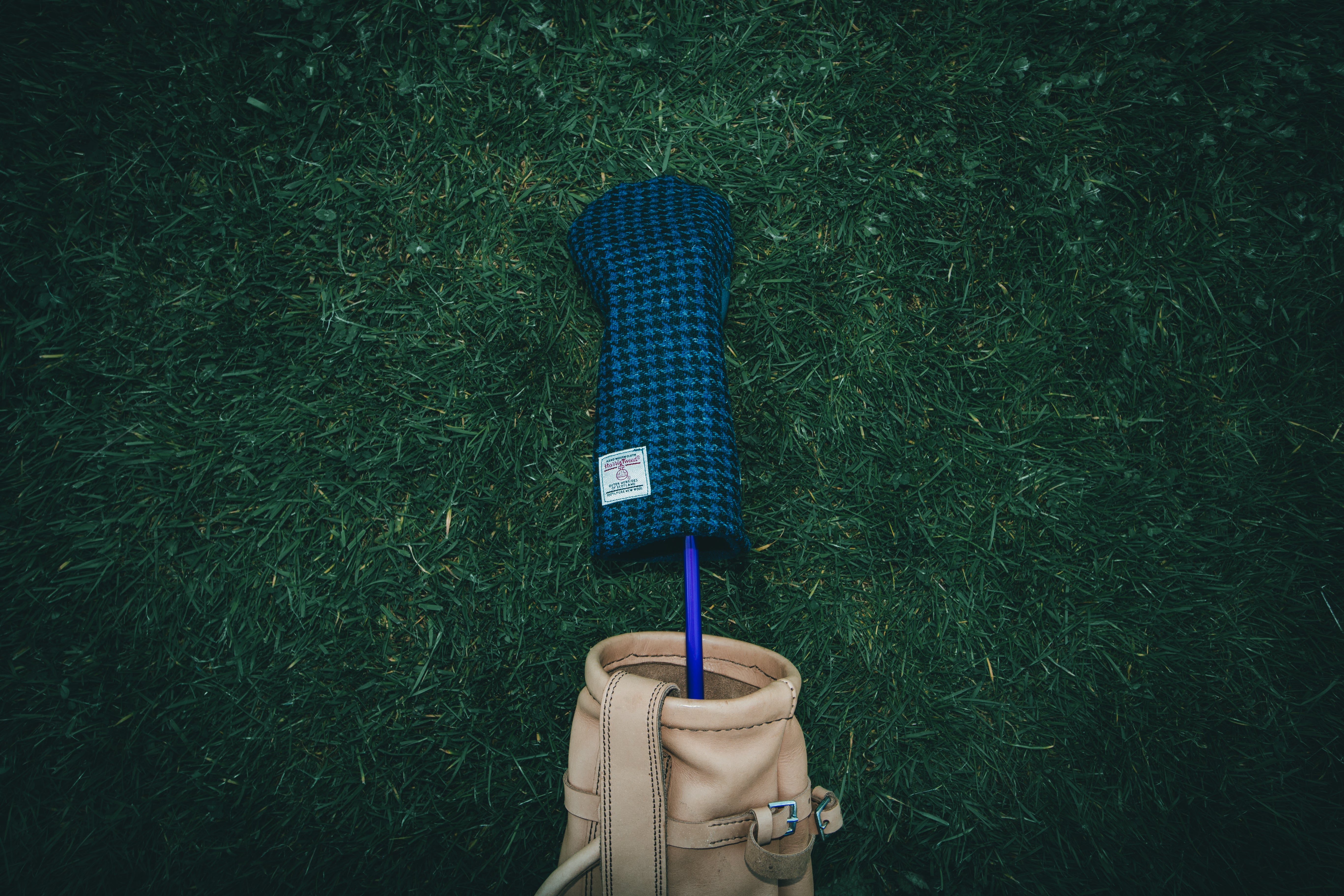 Navy Blue & Black Houndstooth Harris Tweed® Headcovers