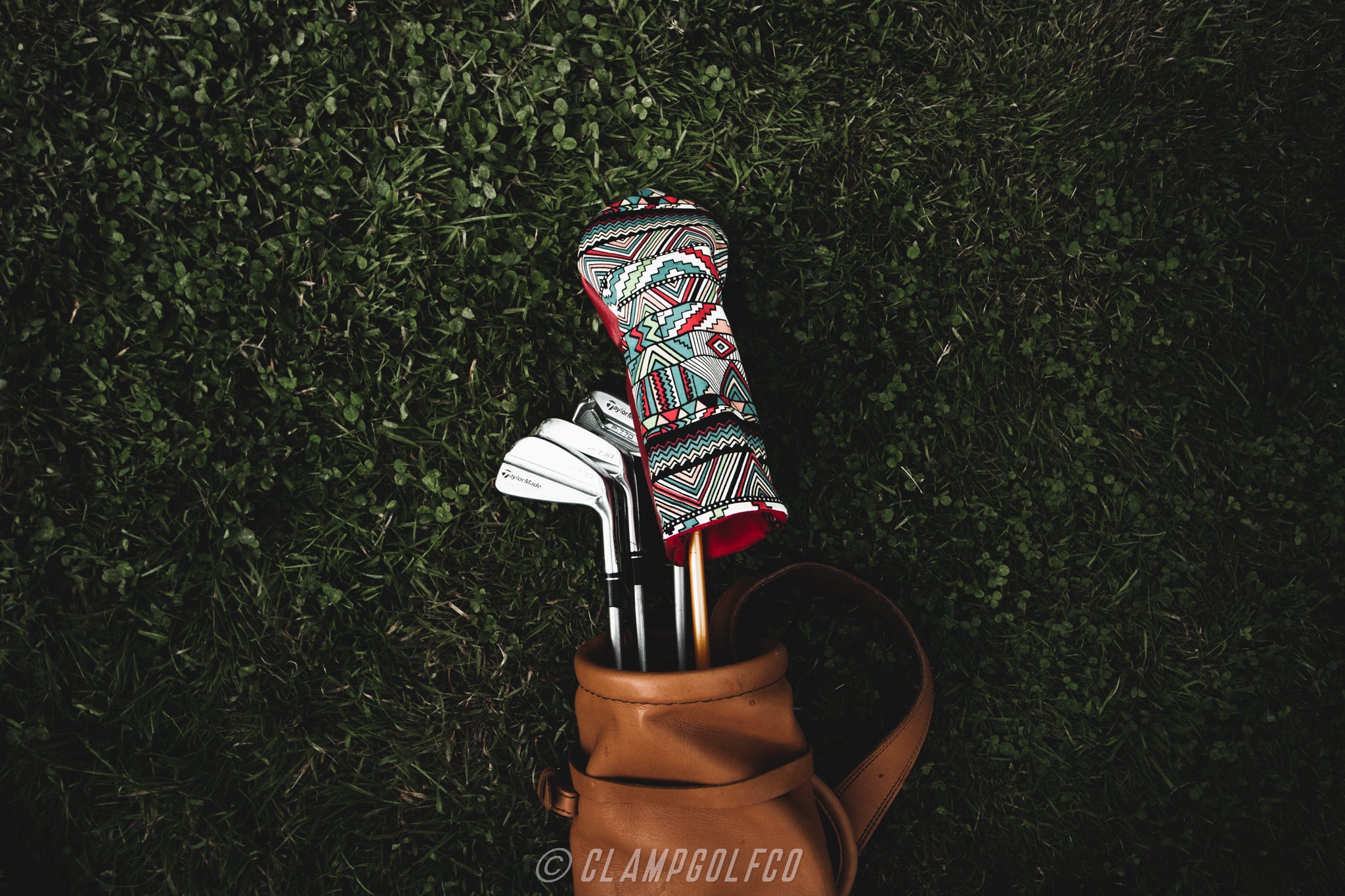 Multi coloured aztec style headcovers