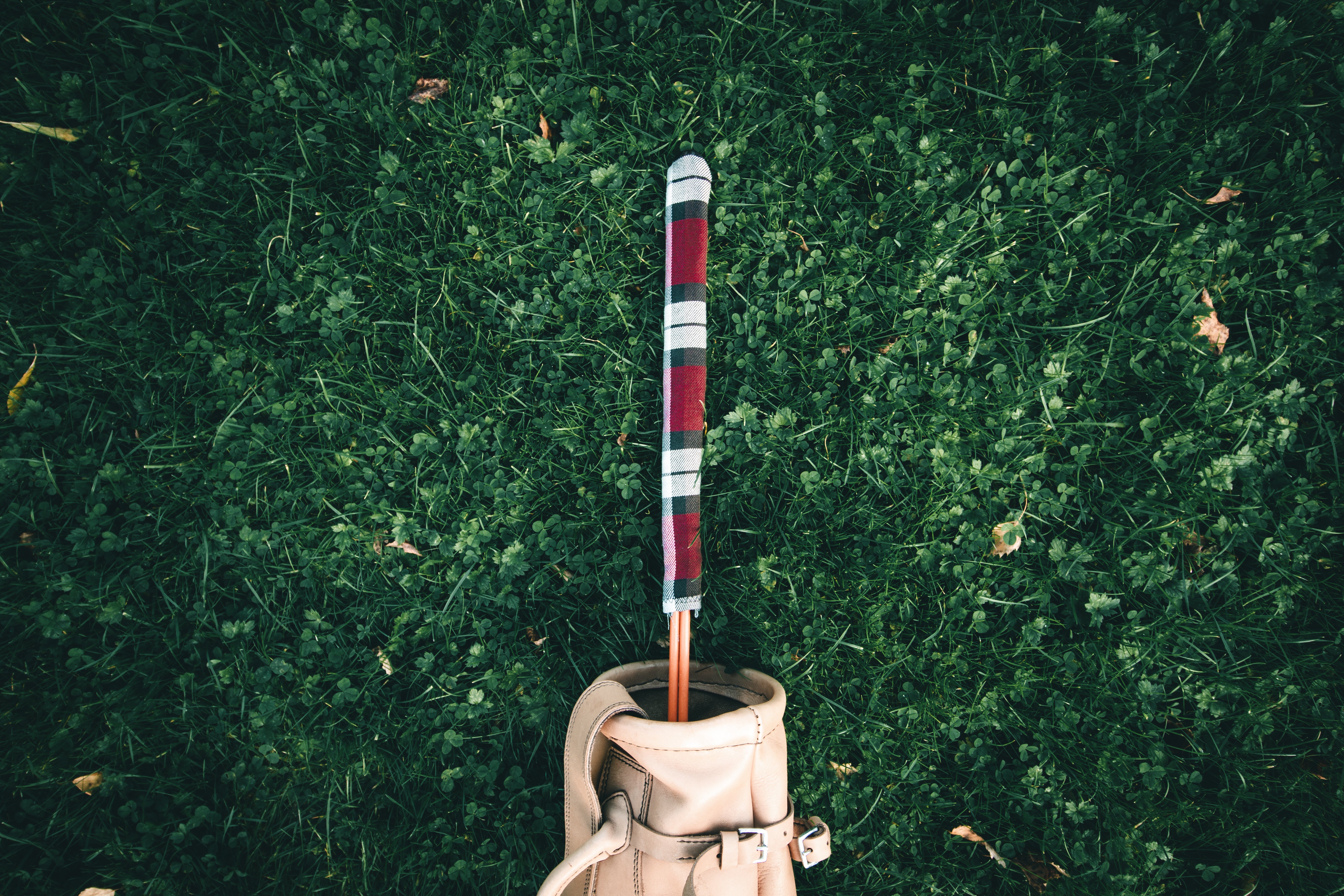 Red tartan headcovers