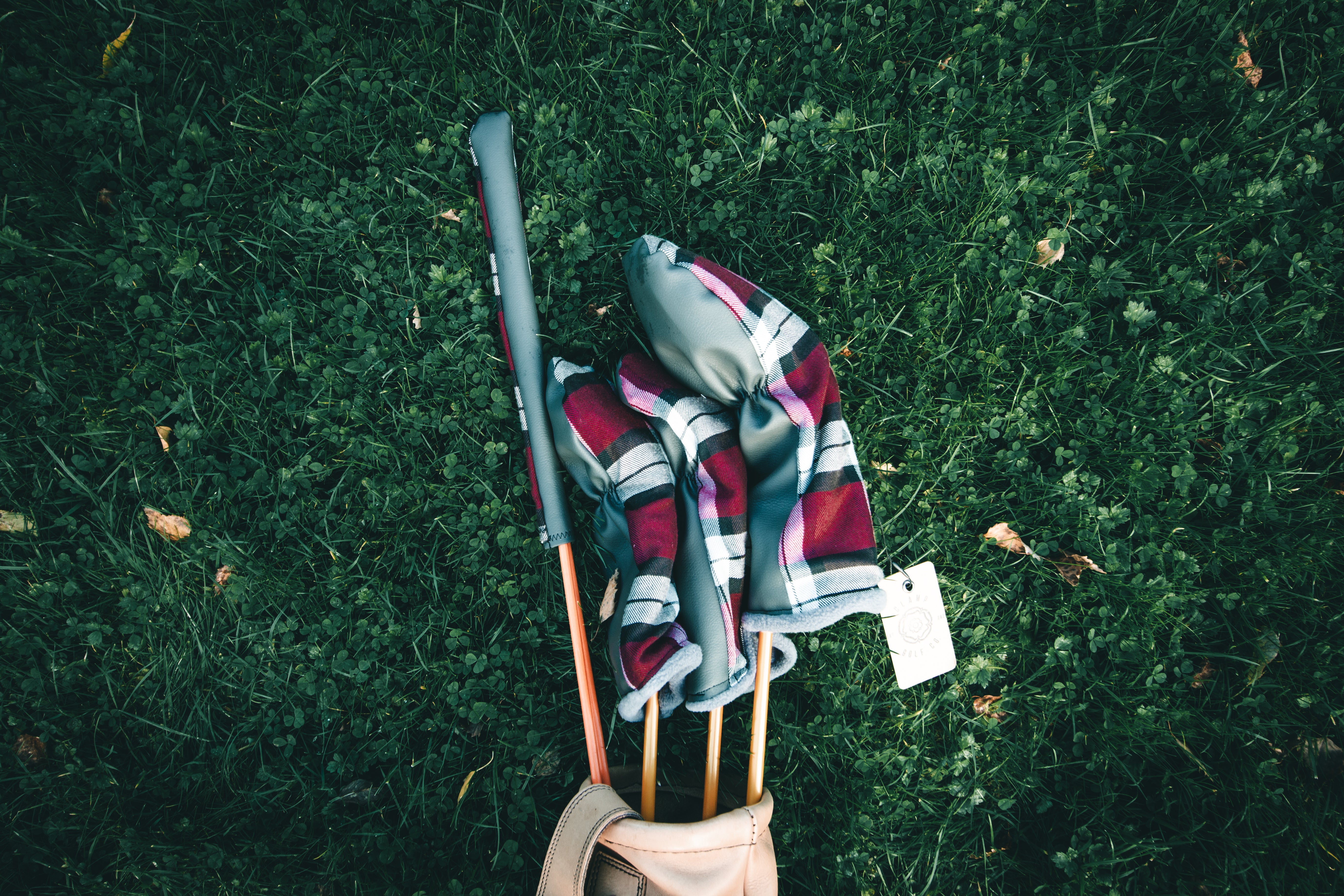 Red tartan headcovers